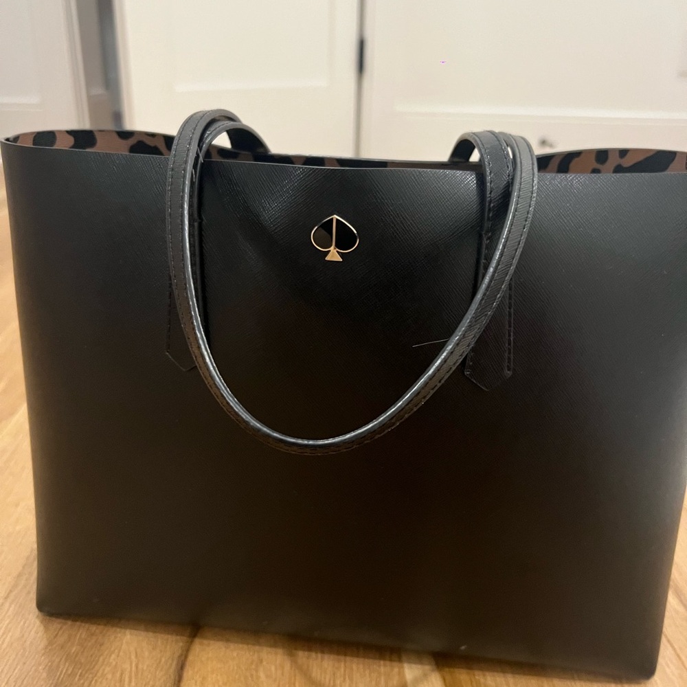 Kate Spade Black Tote with Leopard Interior